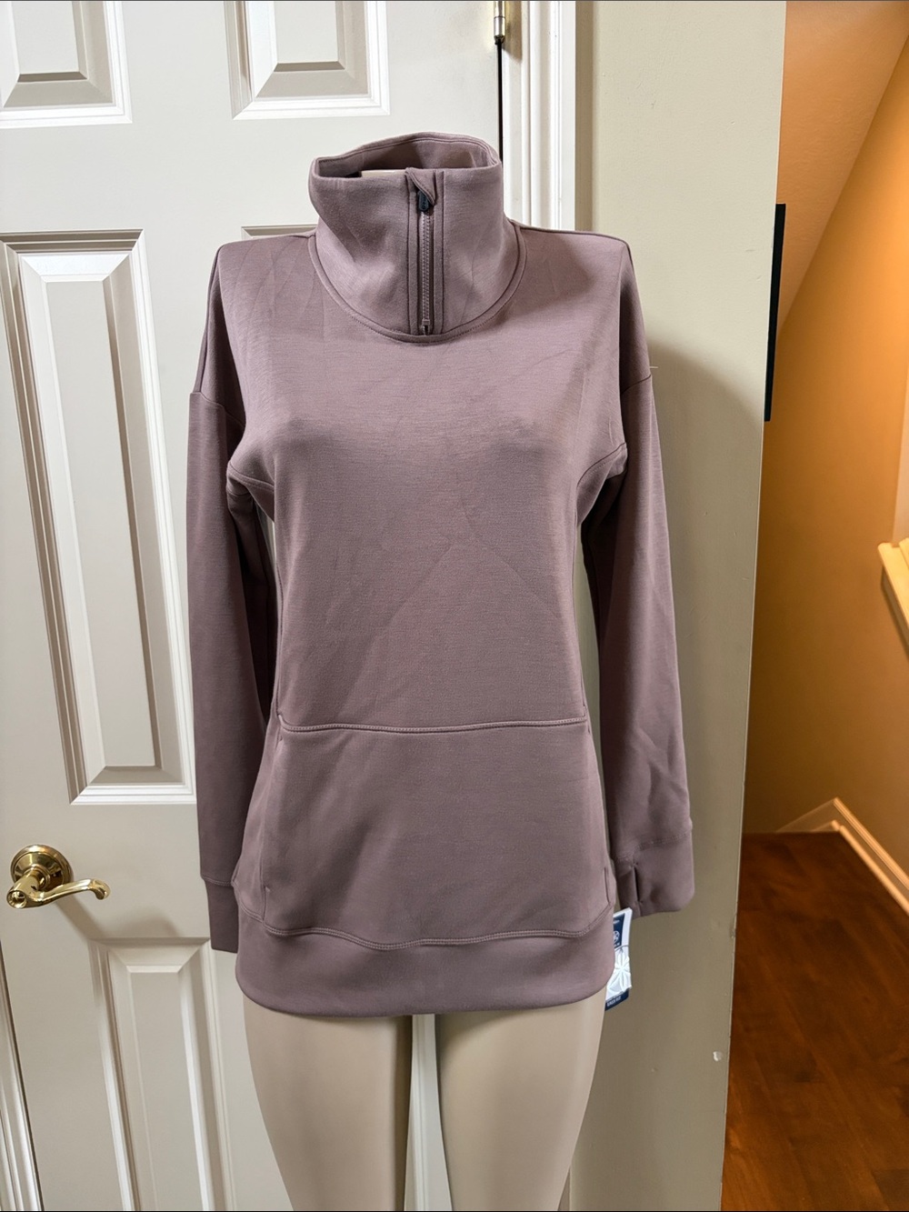 NWT GAIAM HudsonHalf-Zip mock Neck Tunic in Deep Taupe, small